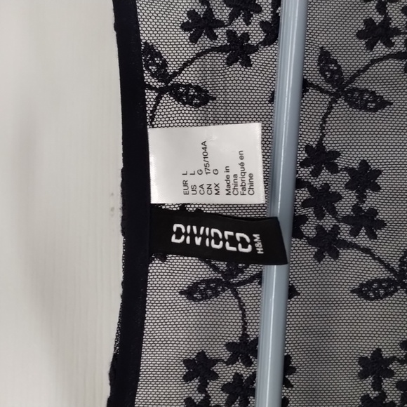 DIVIDED H&M WOMEN'S LACE SWEATER CARNIGAN NAVY BLUE SIZE LARGE - Picture 3 of 5